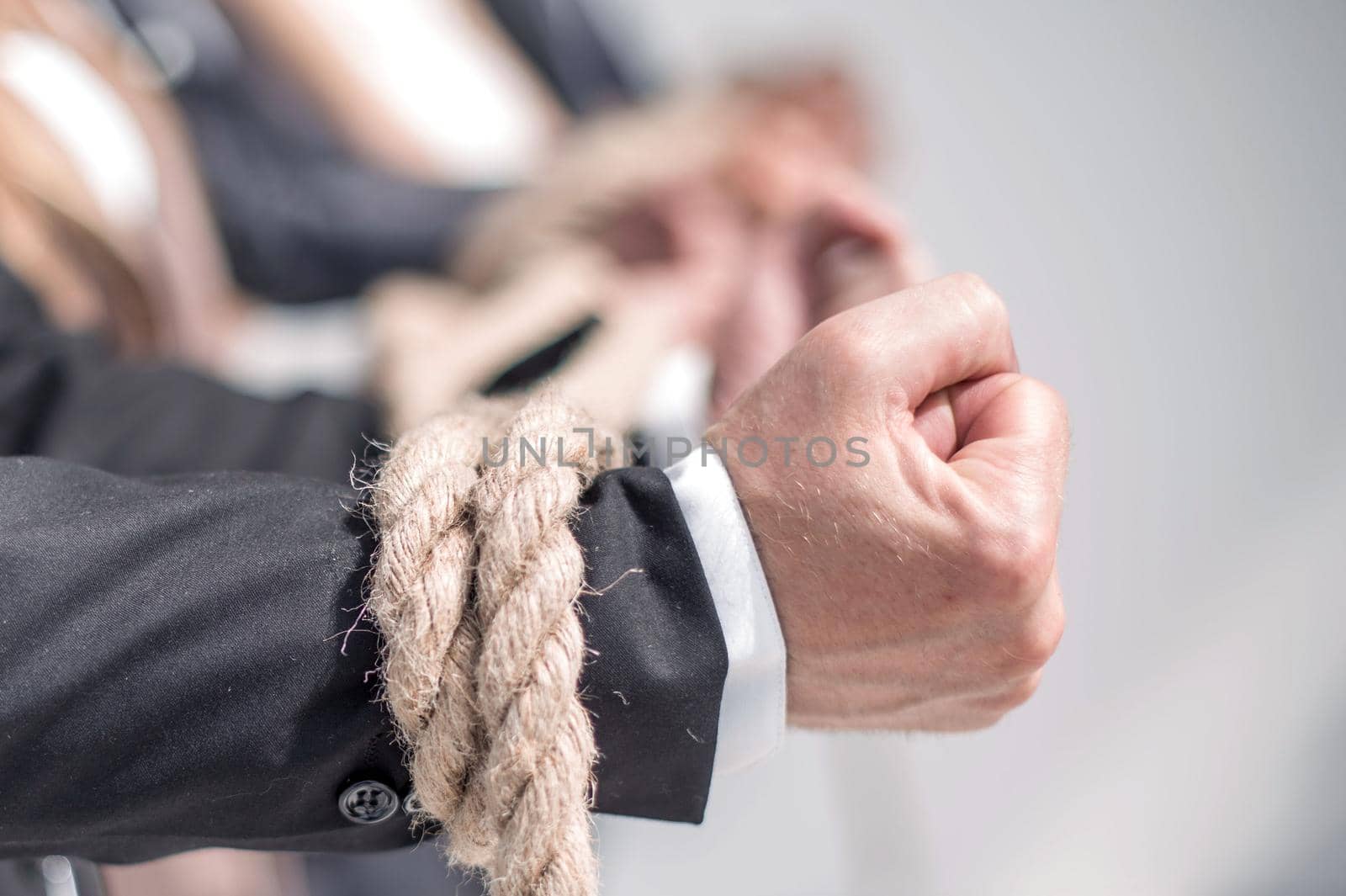 close up.the business team associated with a strong rope.business concept