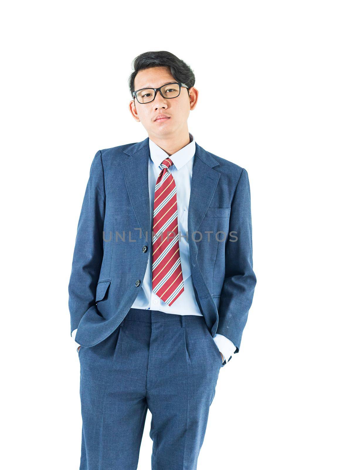 Young business men portrait in suit over white background