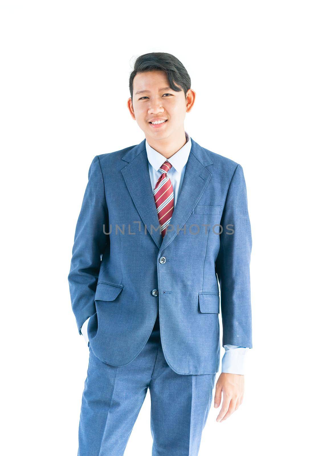 Young asian business men portrait in suit isolated over white background