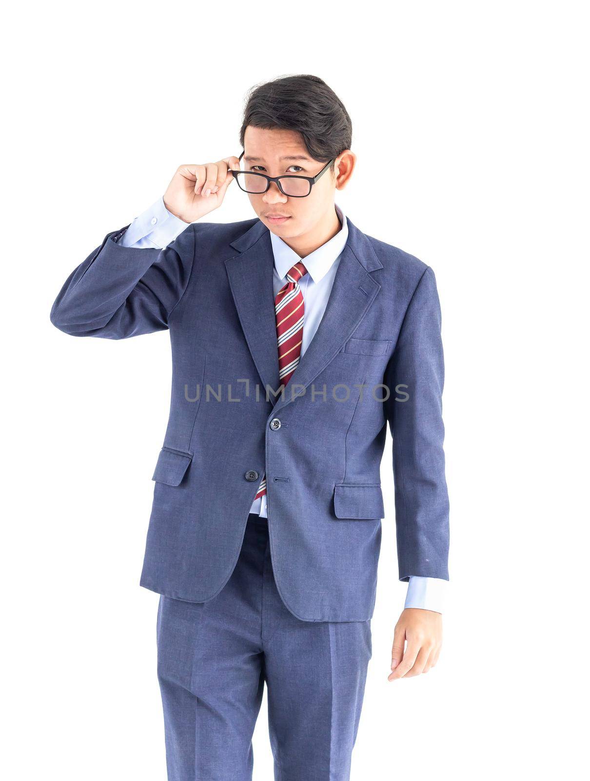 Young asian business men portrait in suit isolated over white background