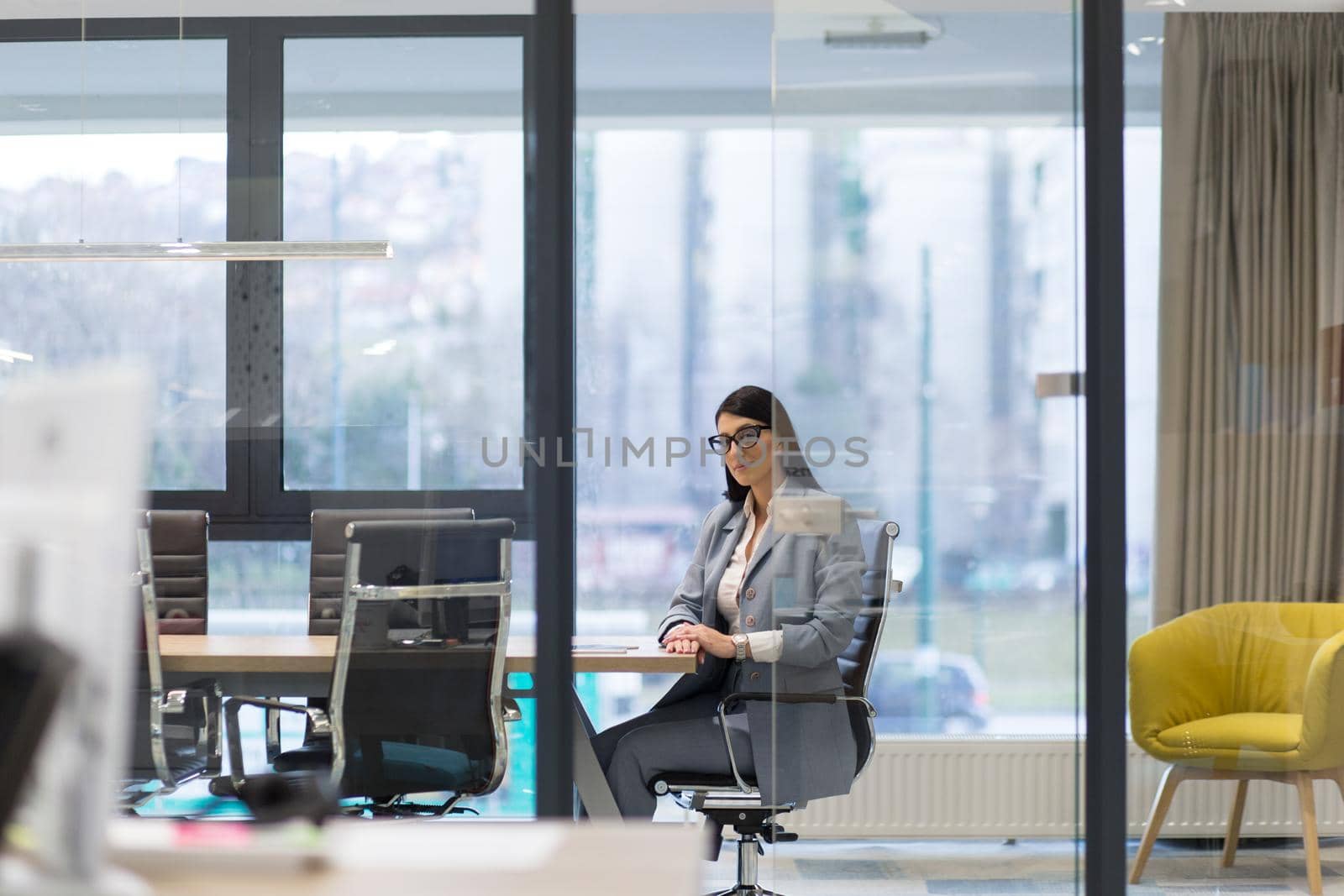 Businesswoman using tablet by dotshock