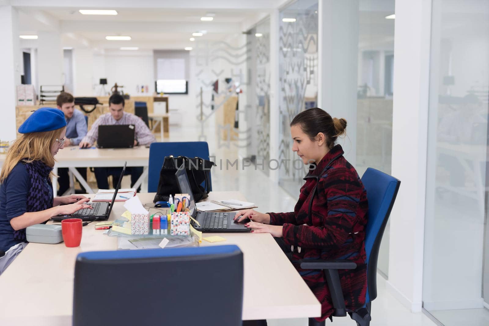 startup business, woman  working on laptop computer at modern office