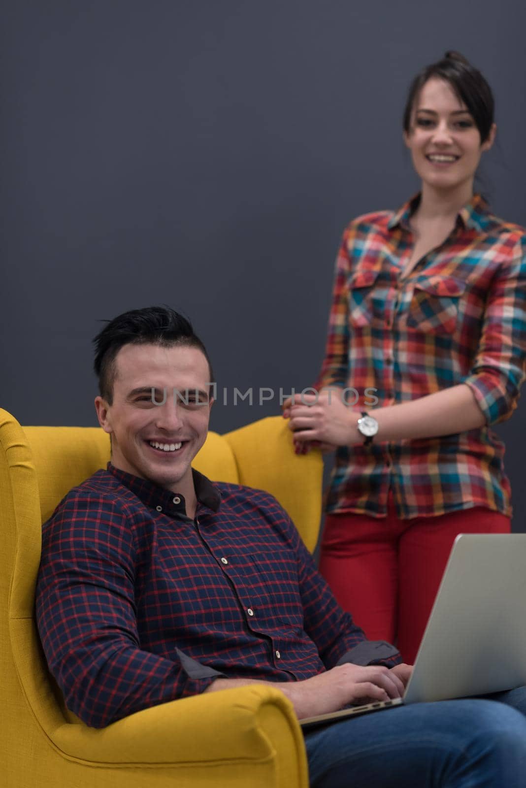 portrait of creative business people group in modern startup office interior