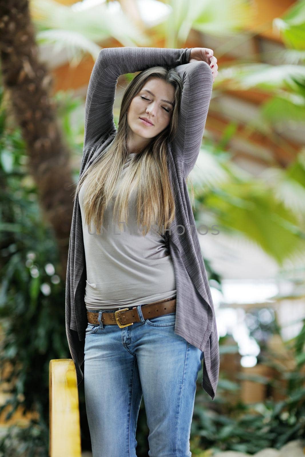 beautiful young woman student portrait while relax on coffee break