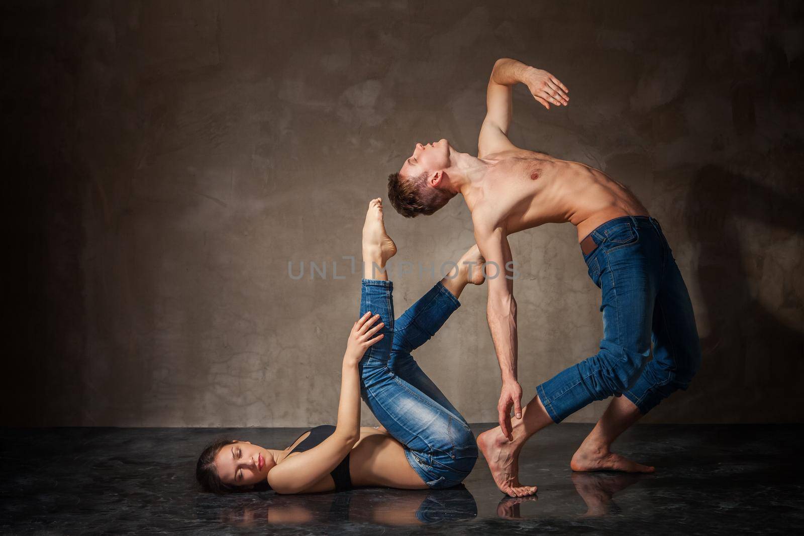 Modern style Man and woman in passionate dance by Julenochek
