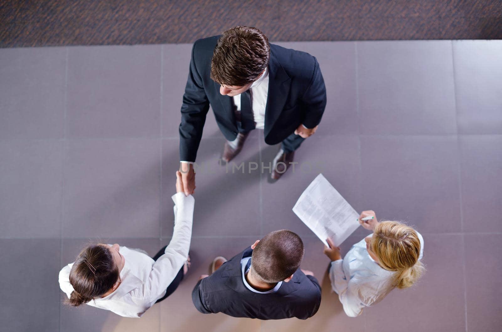 business people shaking hands make deal and sign contract