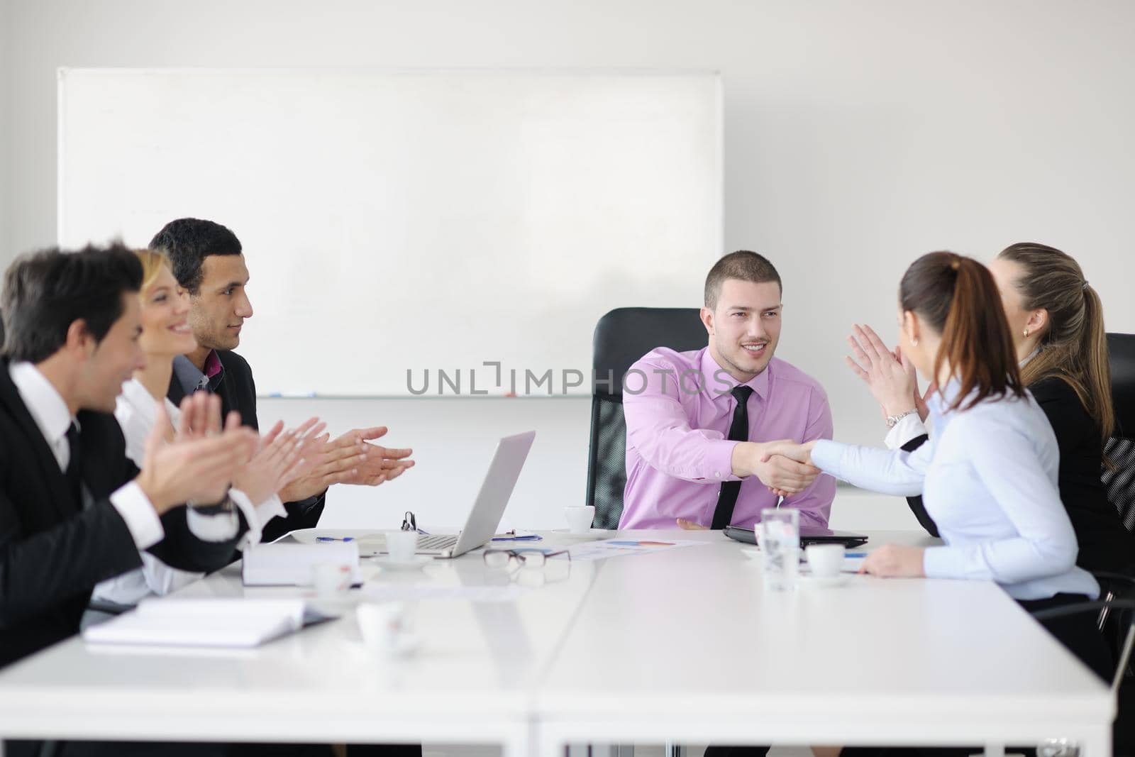 business people  team  at a meeting in a light and modern office environment.