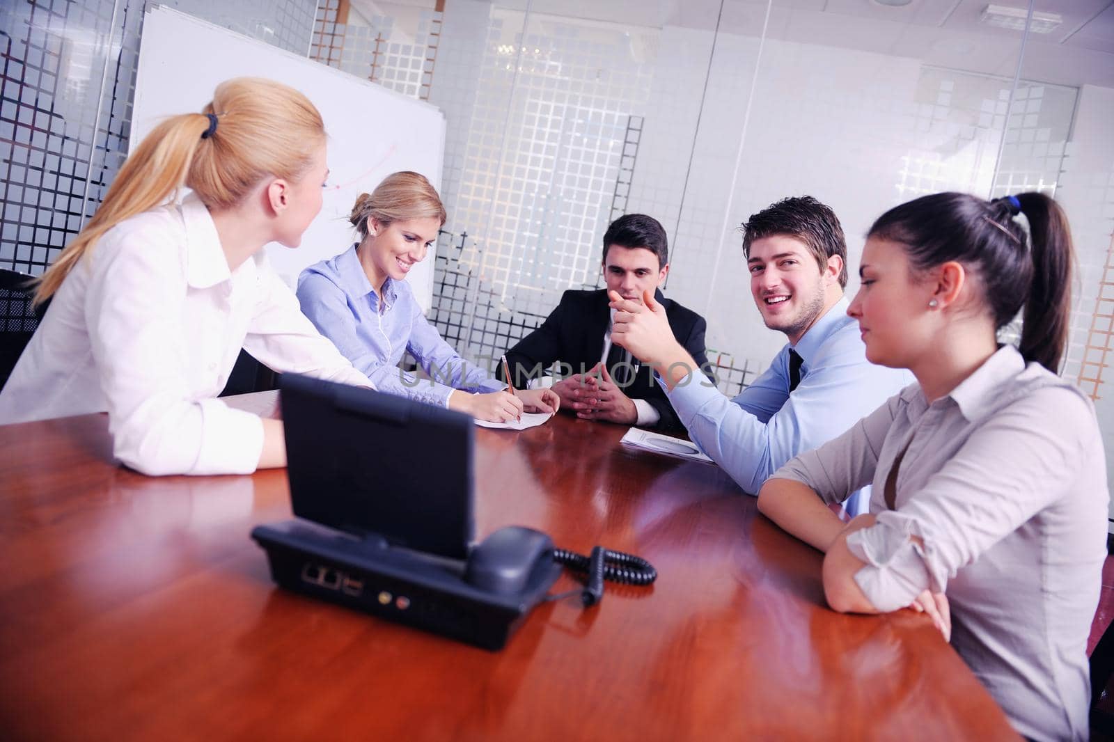 business people group have video meeting conference  at office