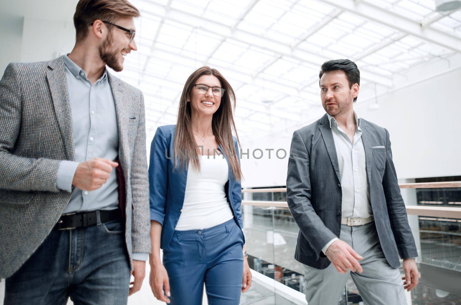 group of managers talking in the business center.business people