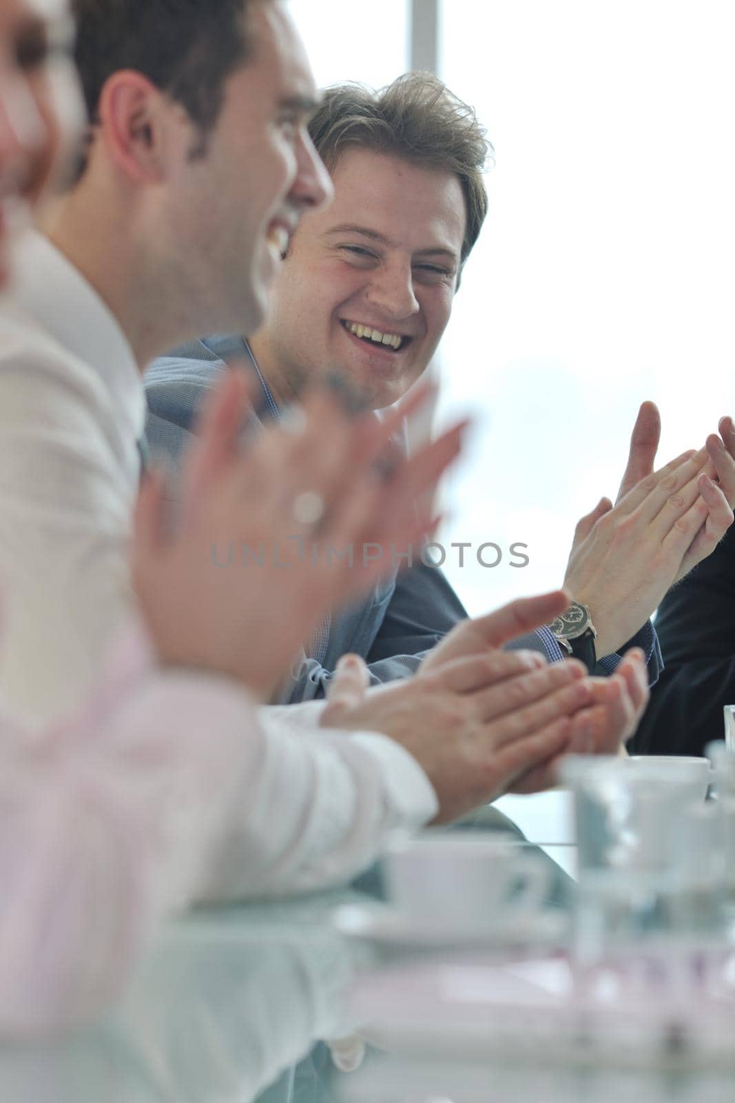 happy young business people group have  meeting at conference room and argue about new ideas and plans