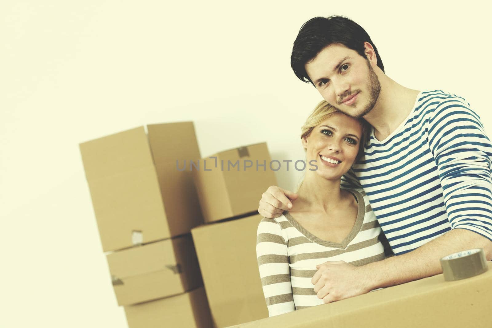 happy Young couple moving in new house