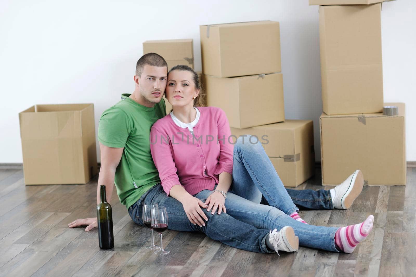 happy Young couple moving in new home