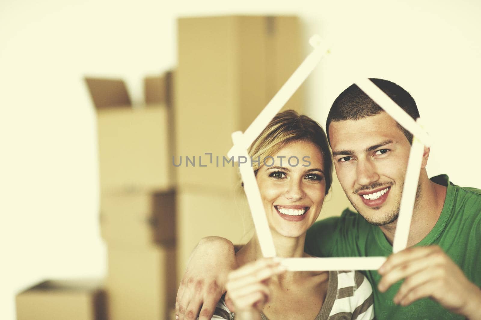 happy Young couple moving in new house