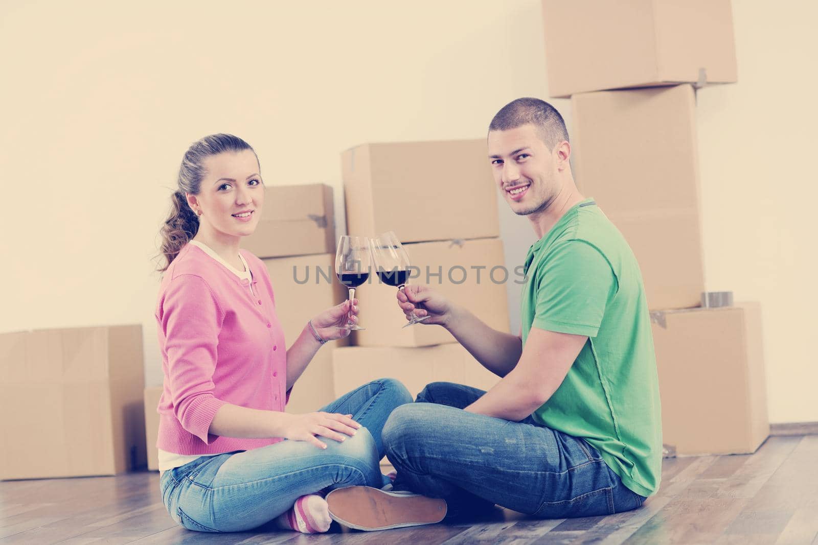 happy Young couple moving in new house