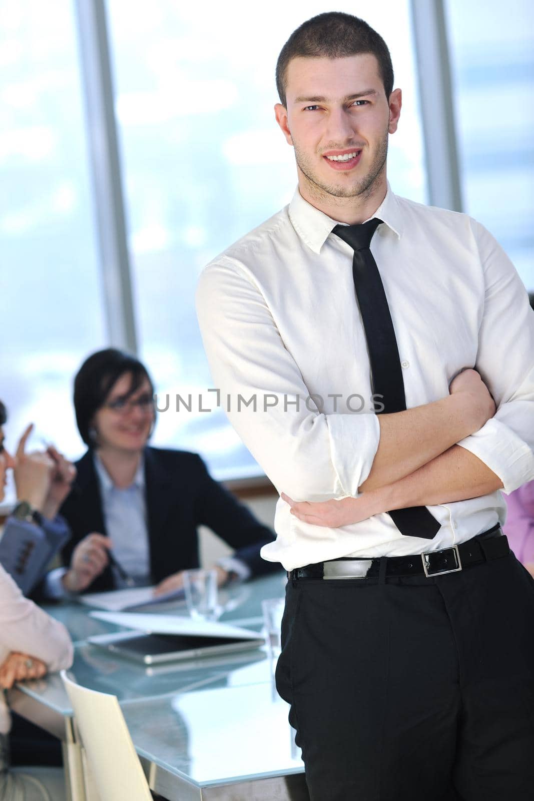 happy young business people group have  meeting at conference room and argue about new ideas and plans