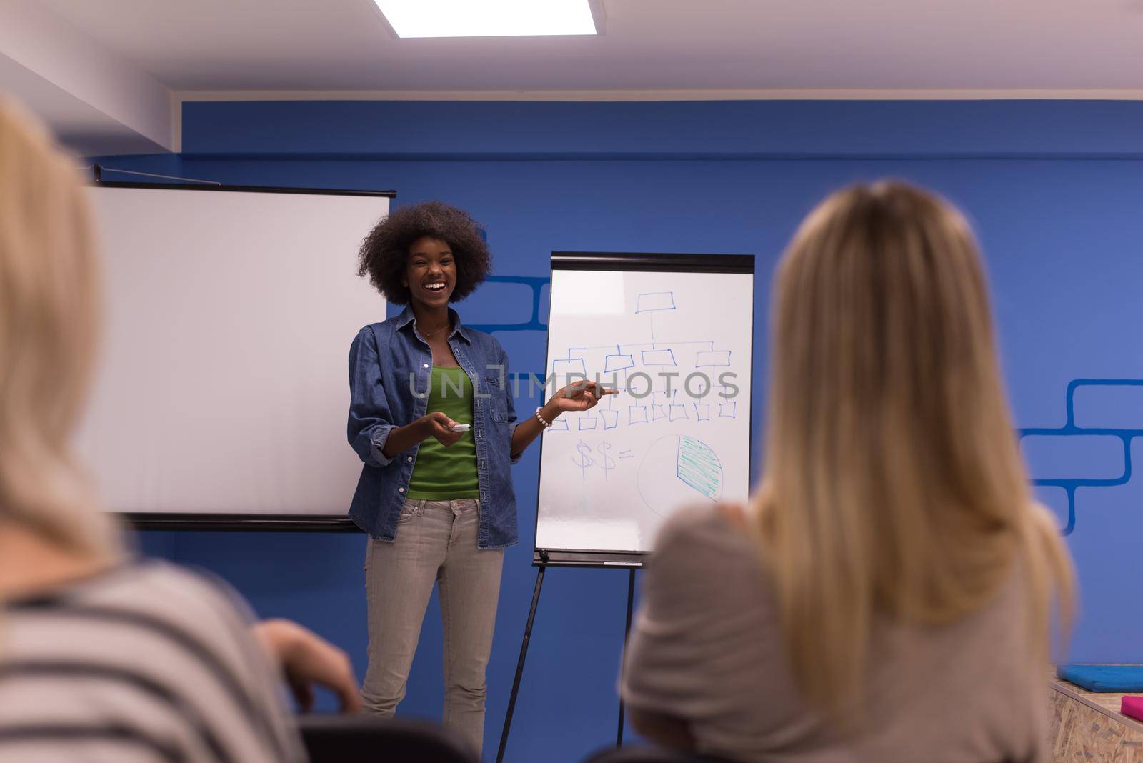 Young african american Speaker Seminar Corporate Business Meeting Concept