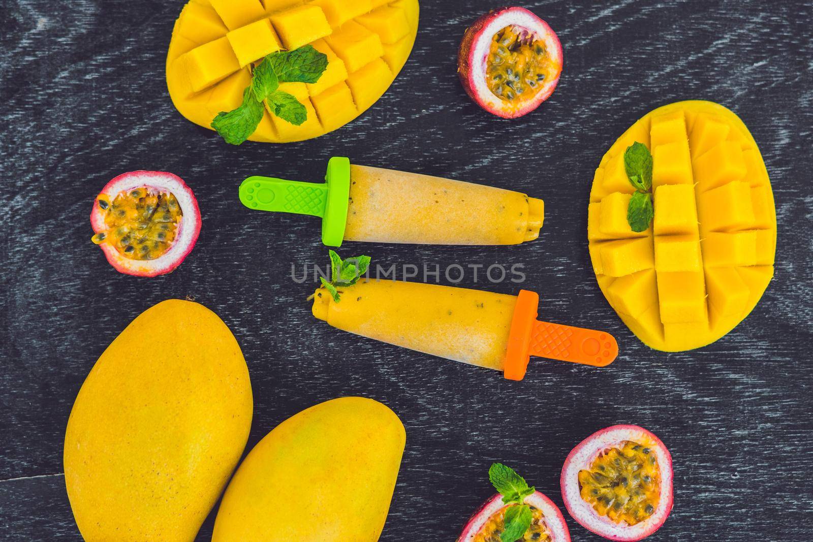 Homemade ice cream from mango and passion fruit. Popsicle by galitskaya