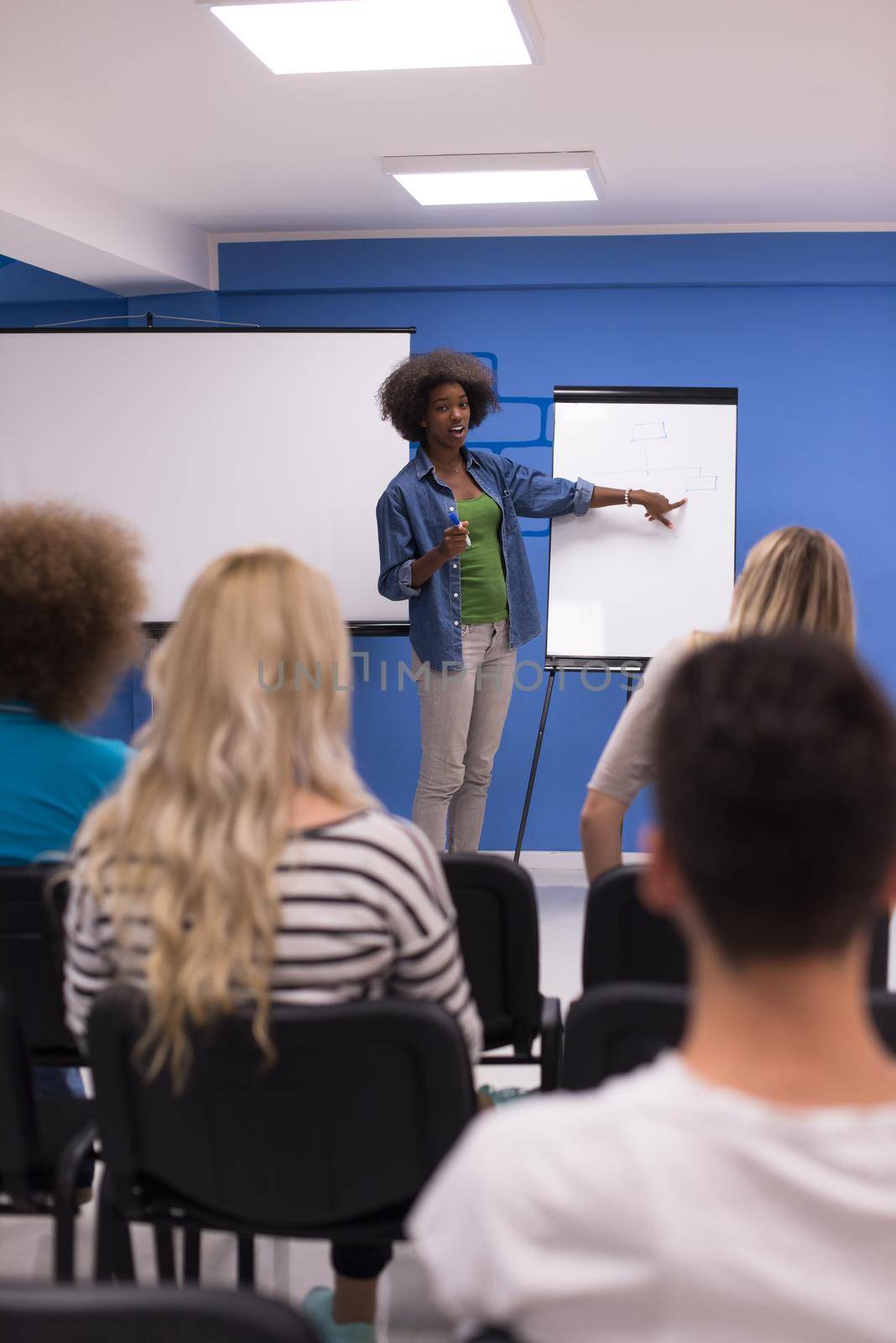 Young african american Speaker Seminar Corporate Business Meeting Concept