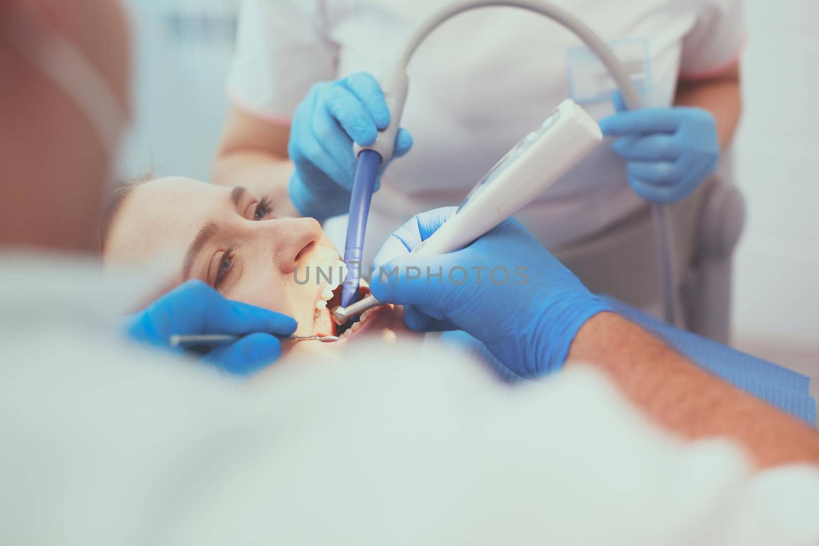 Doctor and patient in the dental clinic.