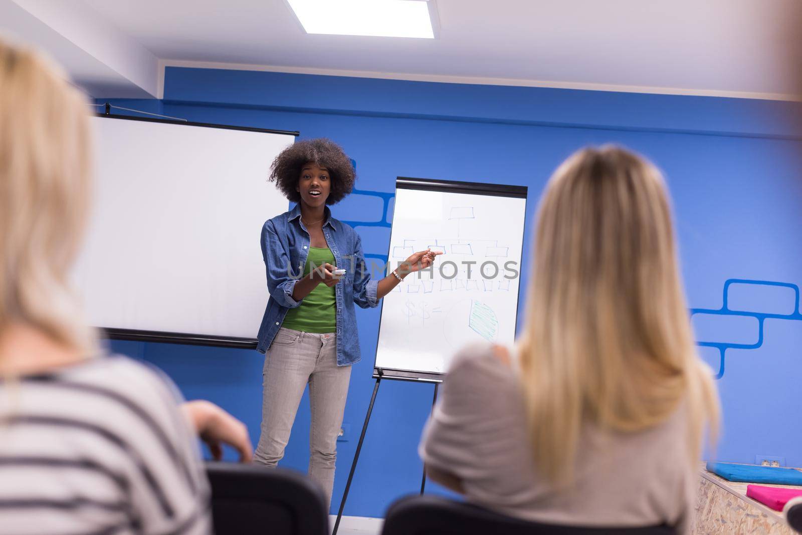 Young african american Speaker Seminar Corporate Business Meeting Concept