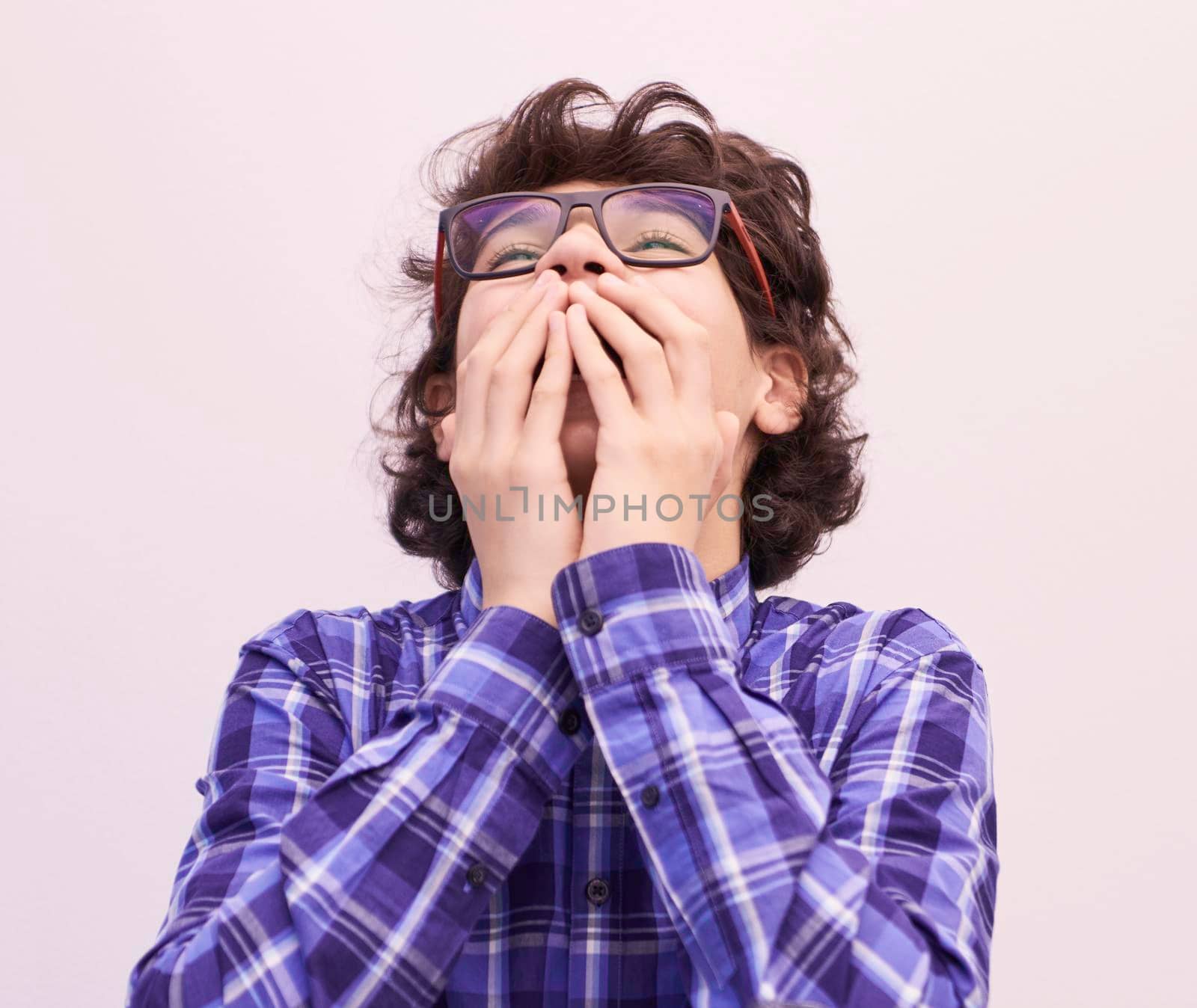 portrait  of smart looking arab teenager with glasses by dotshock