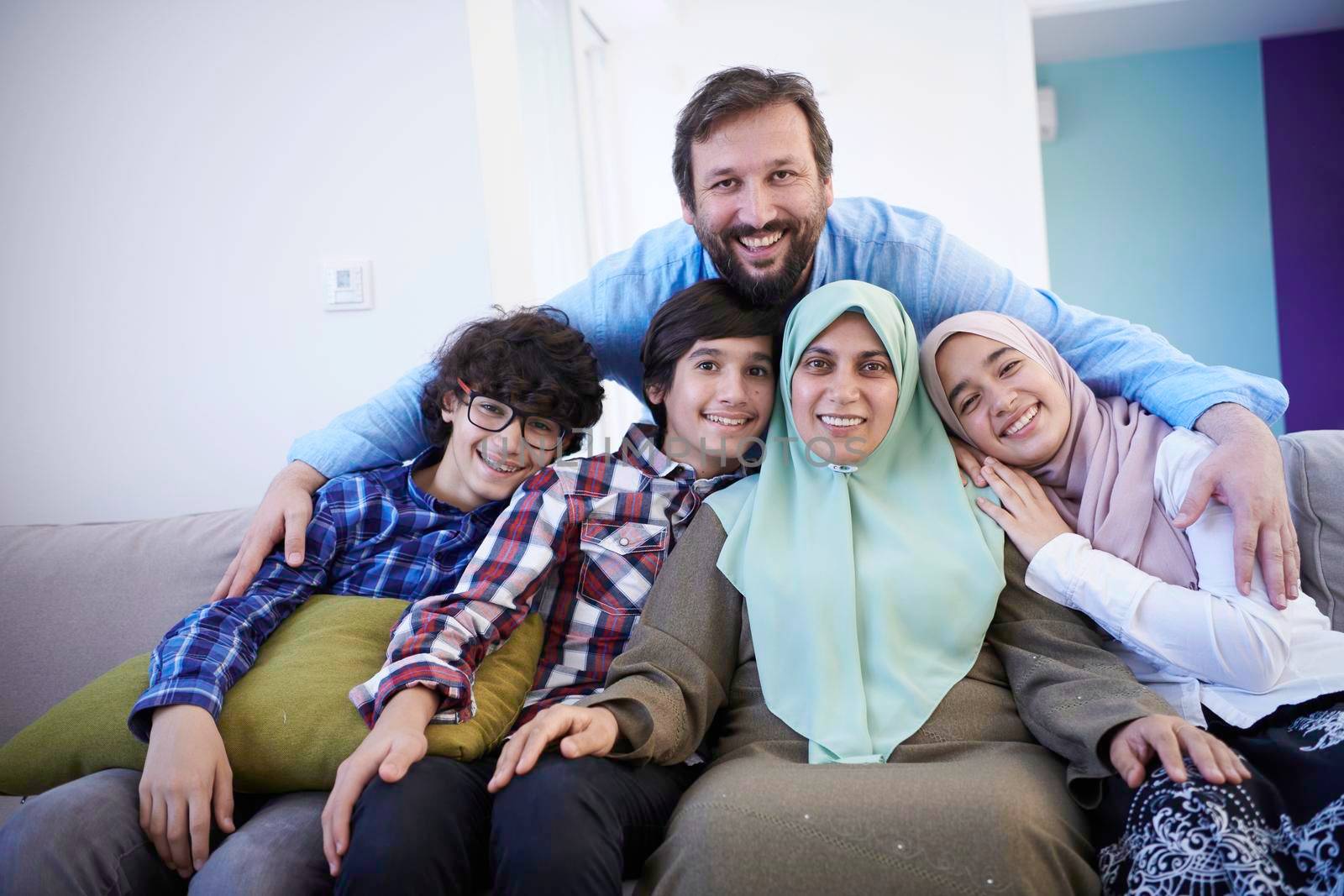 muslim family portrait  at home by dotshock
