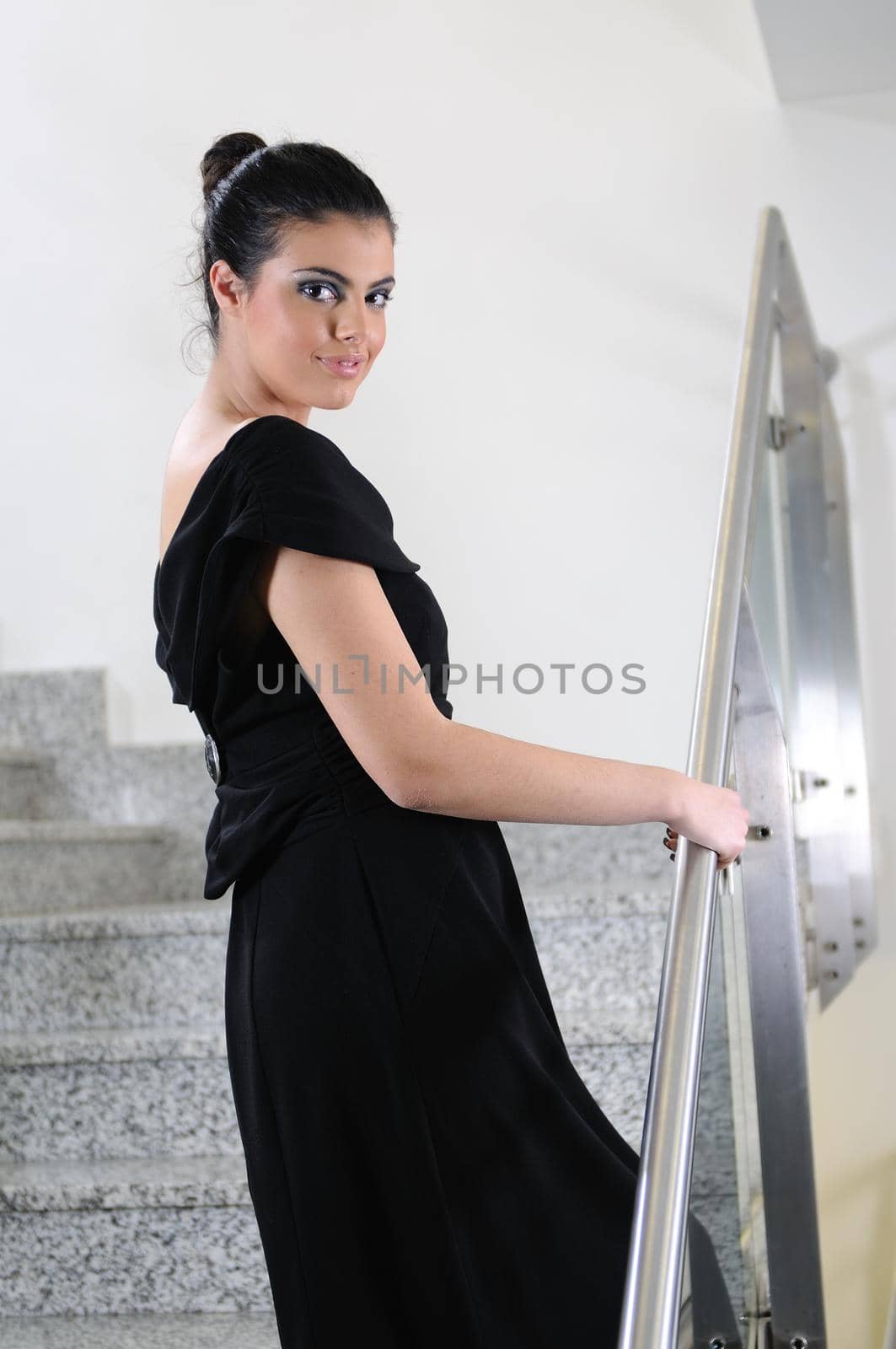 lady on black dress look back by dotshock