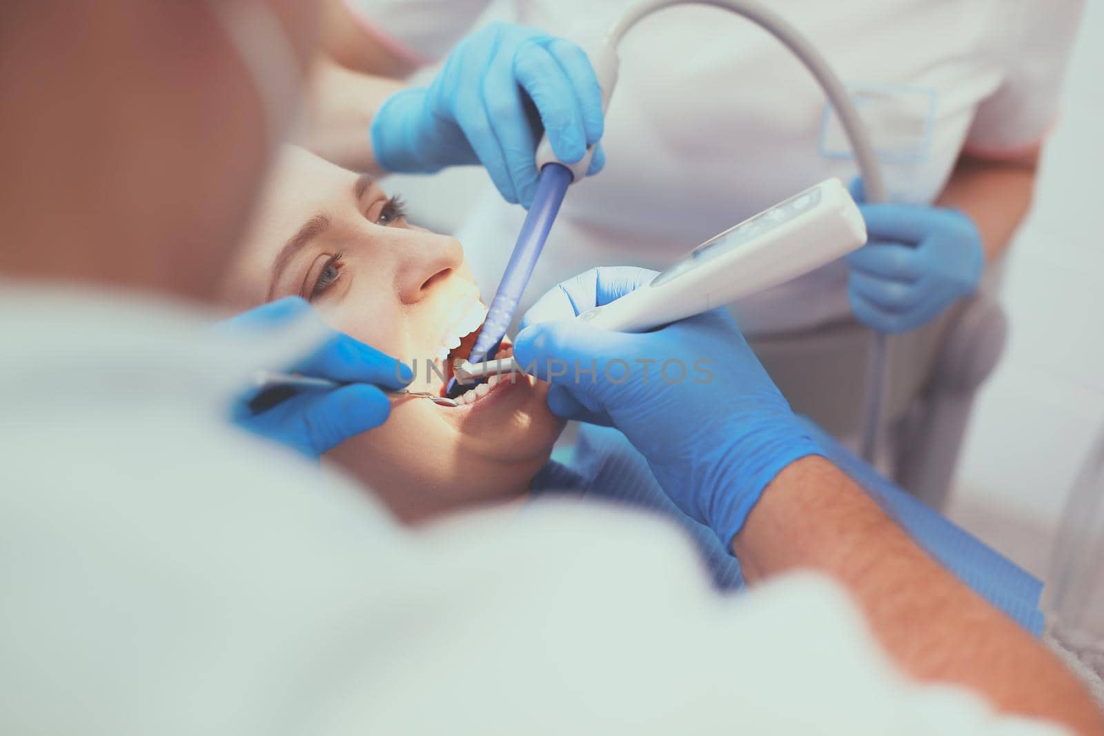 Doctor and patient in the dental clinic.