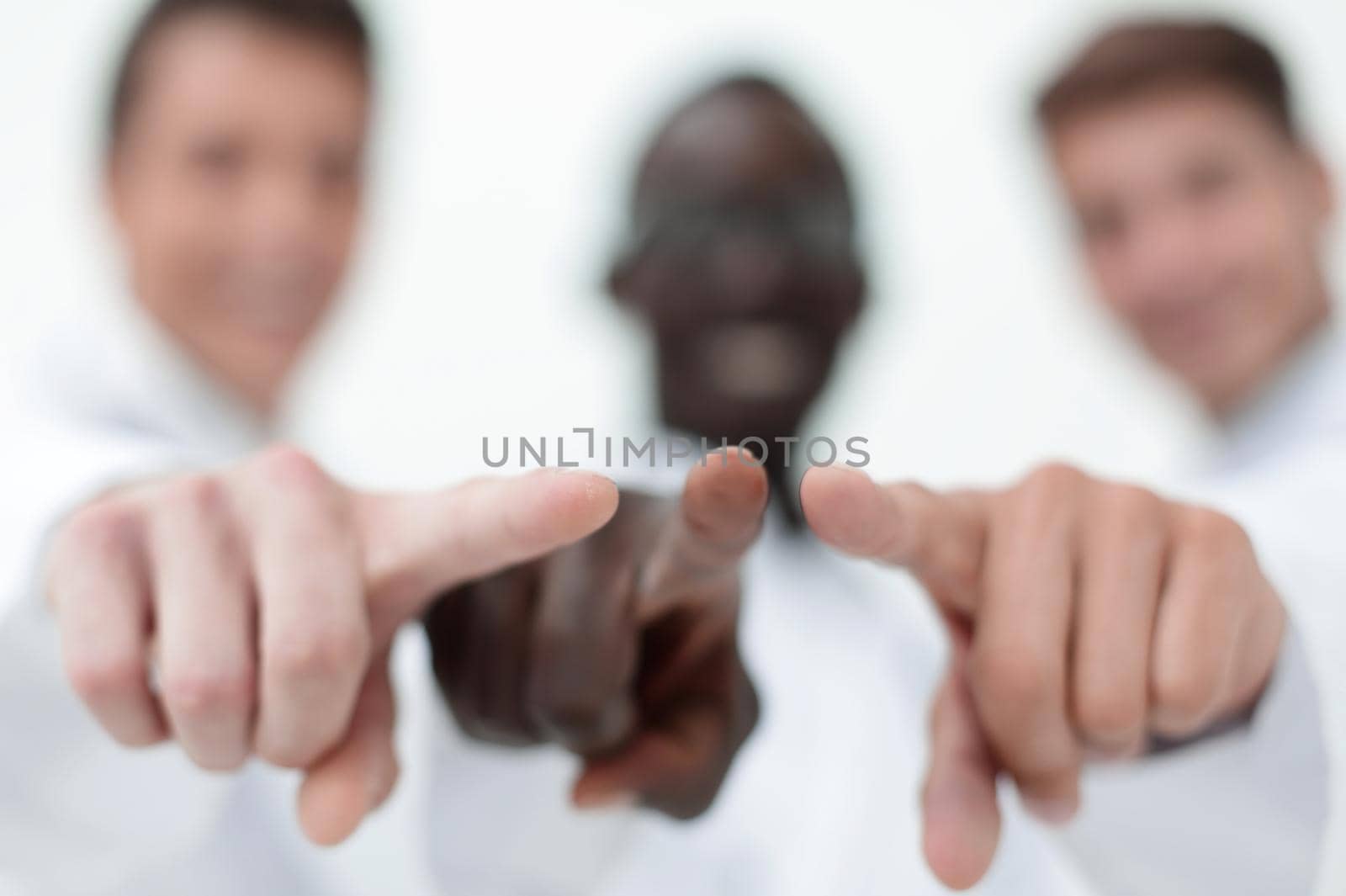 background image of the medical team pointing at you. the concept of choice