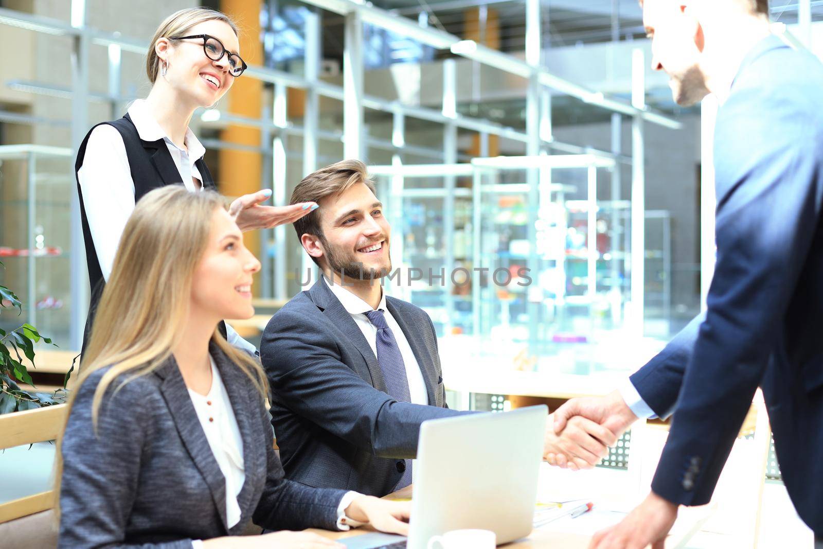 Job applicant having interview. Handshake while job interviewing