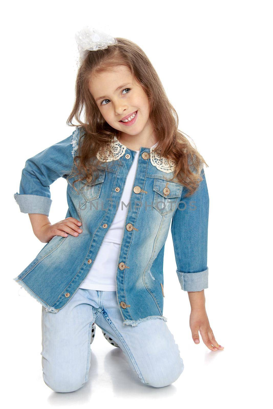 Little girl denim suit by kolesnikov_studio