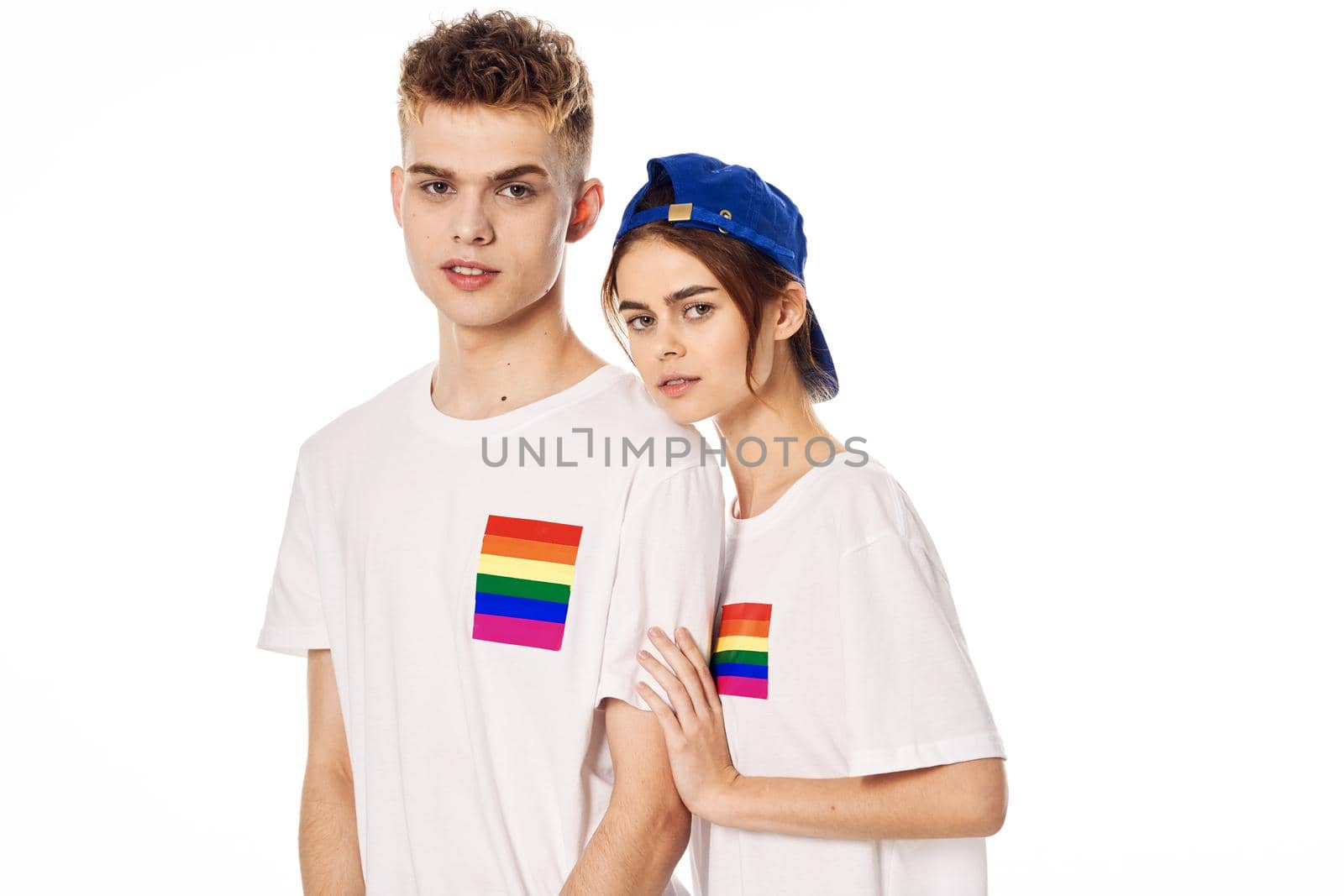 couple Flag lgbt transgender sexual minorities light background. High quality photo