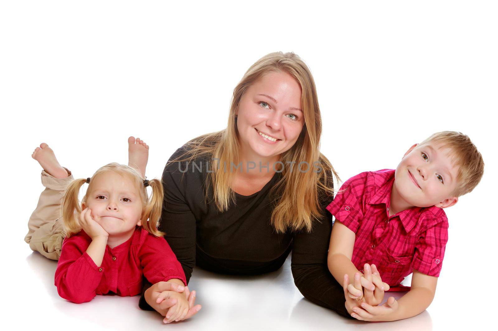 Happy mother with daughter and son by kolesnikov_studio