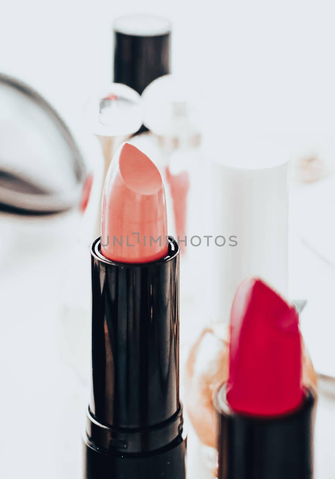 Beauty products and decorative cosmetics concept. Modern luxury make-up on vanity table as beauty blog background.