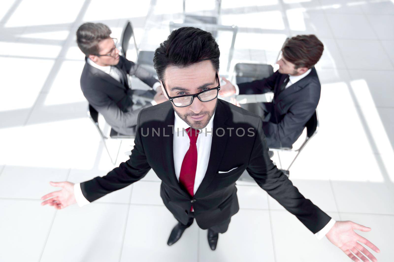 responsible businessman in the background of the office.business concept