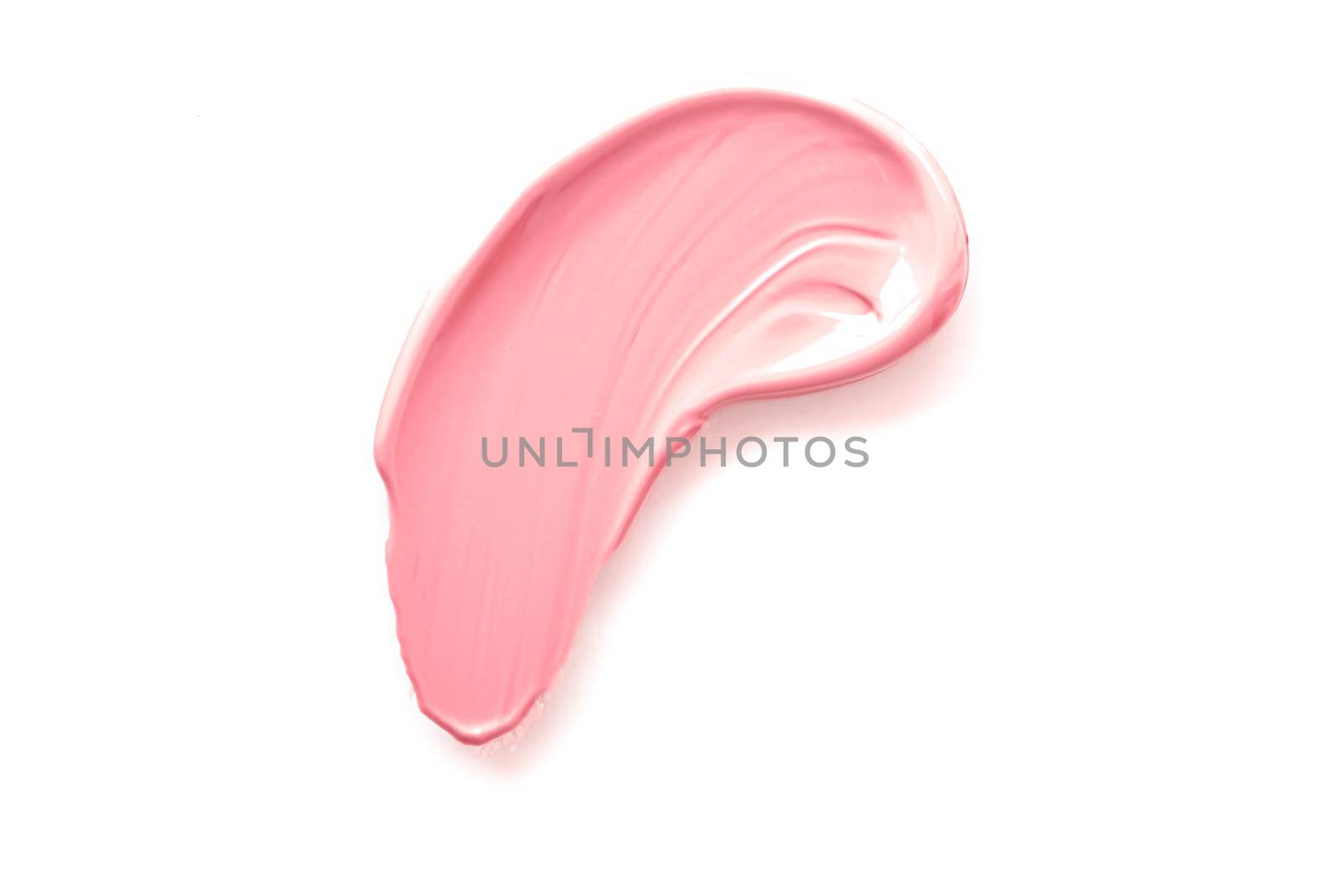 Coral beauty cosmetic texture isolated on white background, smudged makeup emulsion cream smear or foundation smudge, crushed cosmetics product and paint strokes.