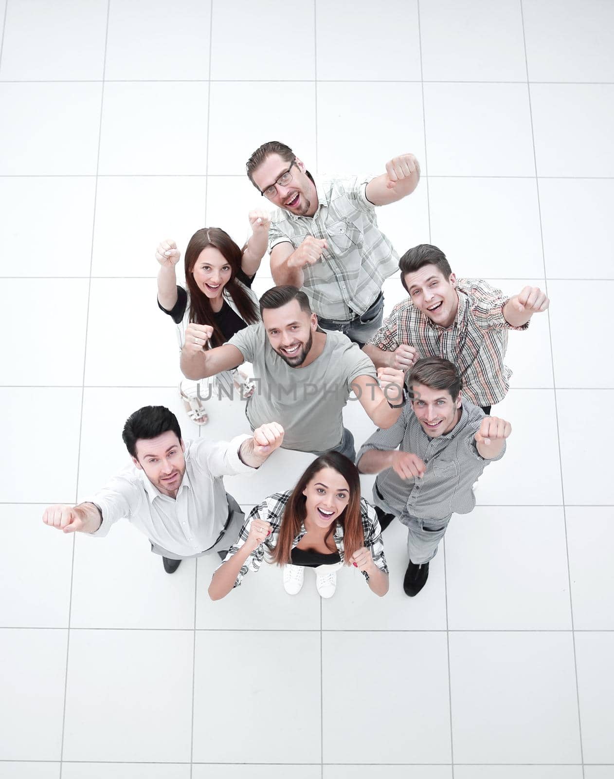 top view.very happy business team by asdf