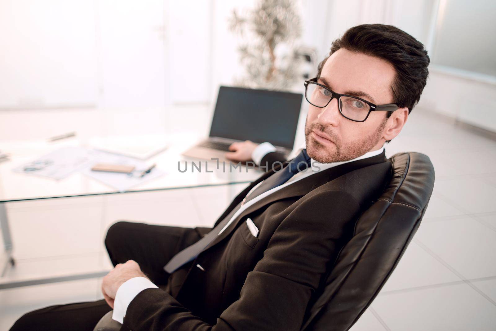 responsible businessman sitting at his Desk.business people