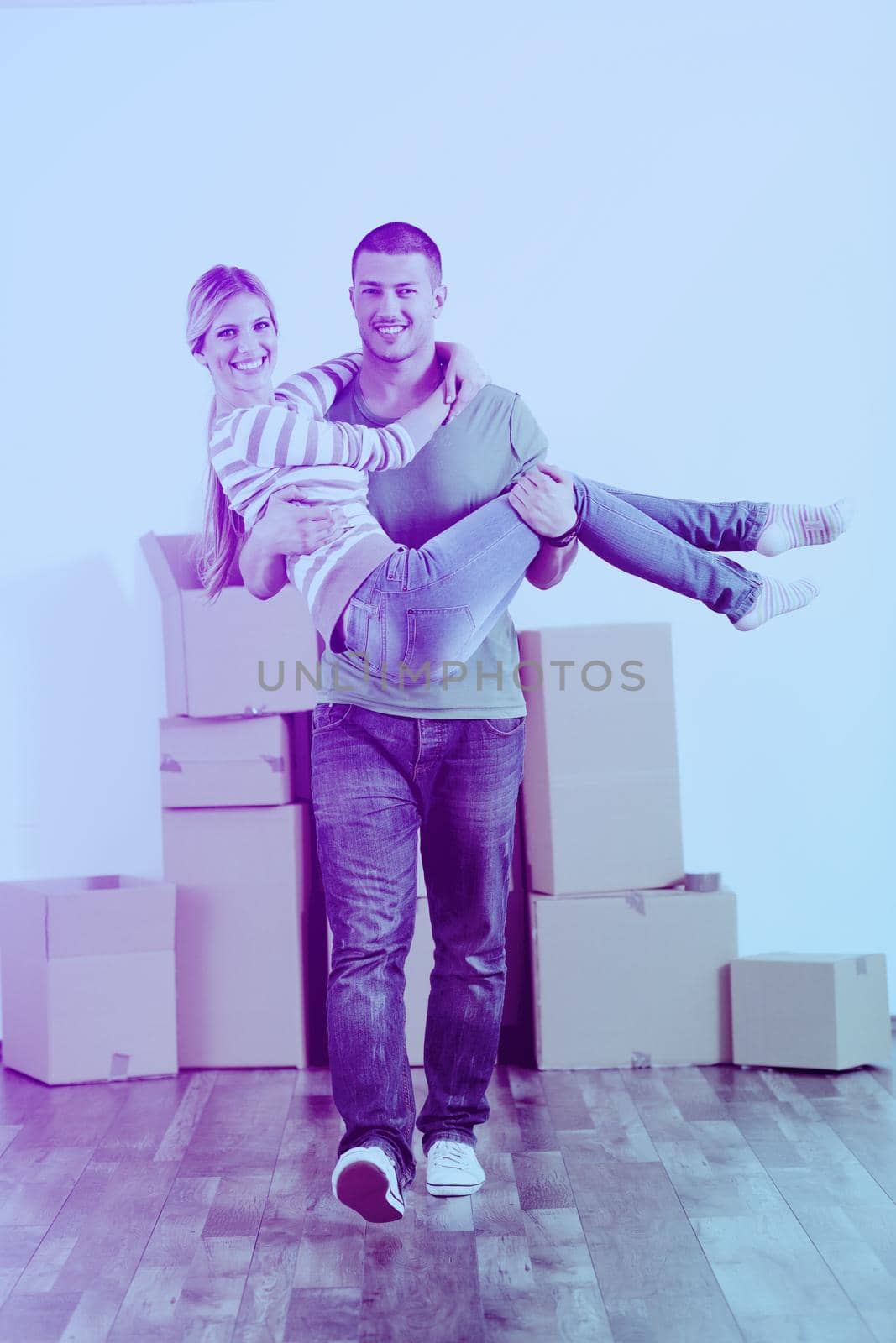 happy Young couple moving in new house