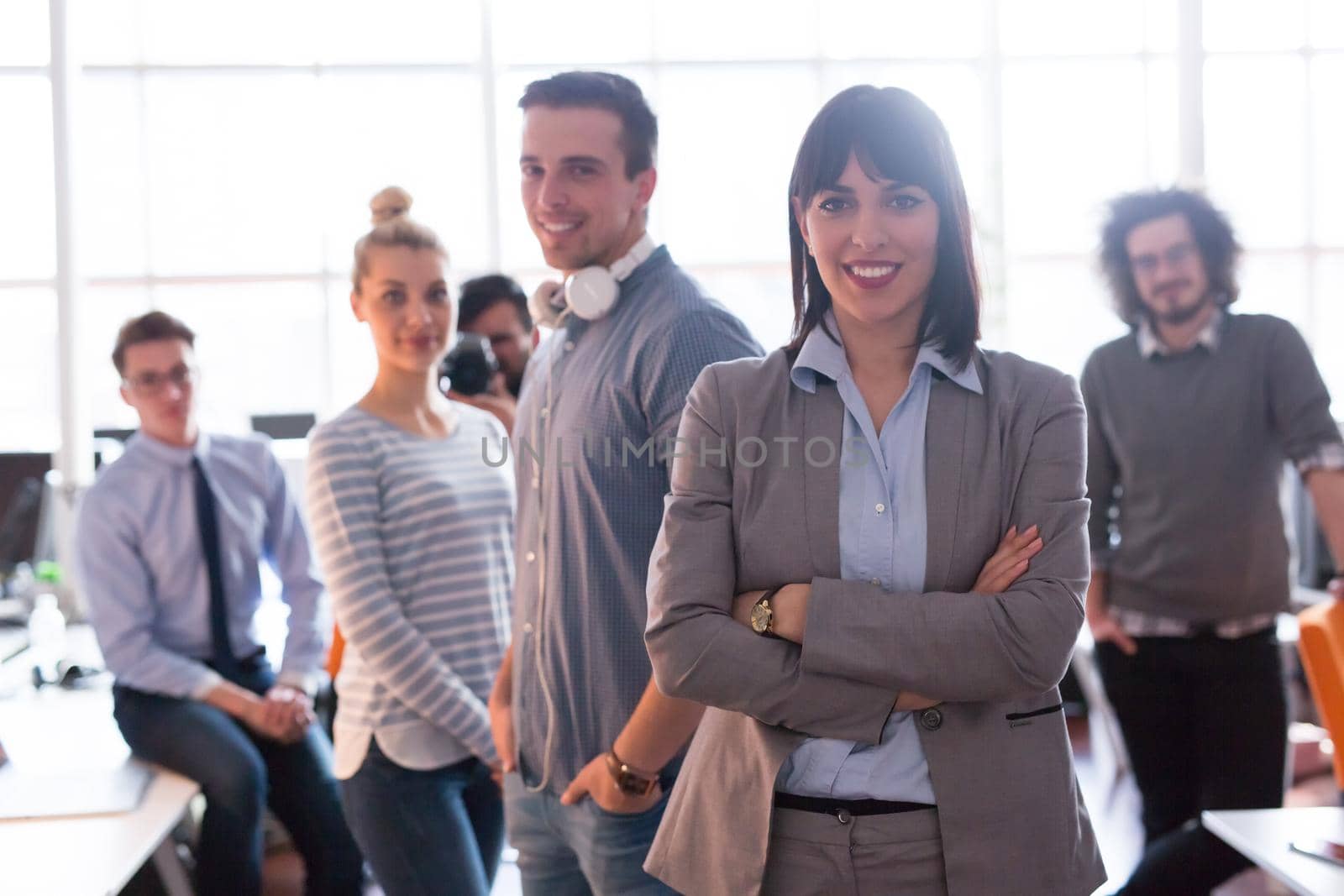 Portrait Of Successful Businesswoman Entrepreneur At Busy startup Office