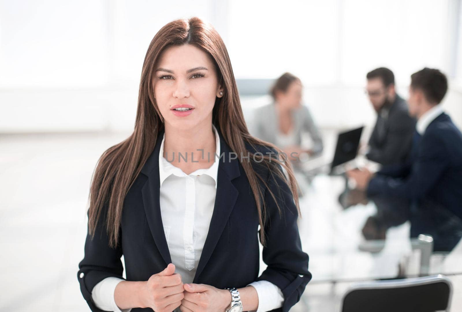 young business woman on the background of the office by asdf