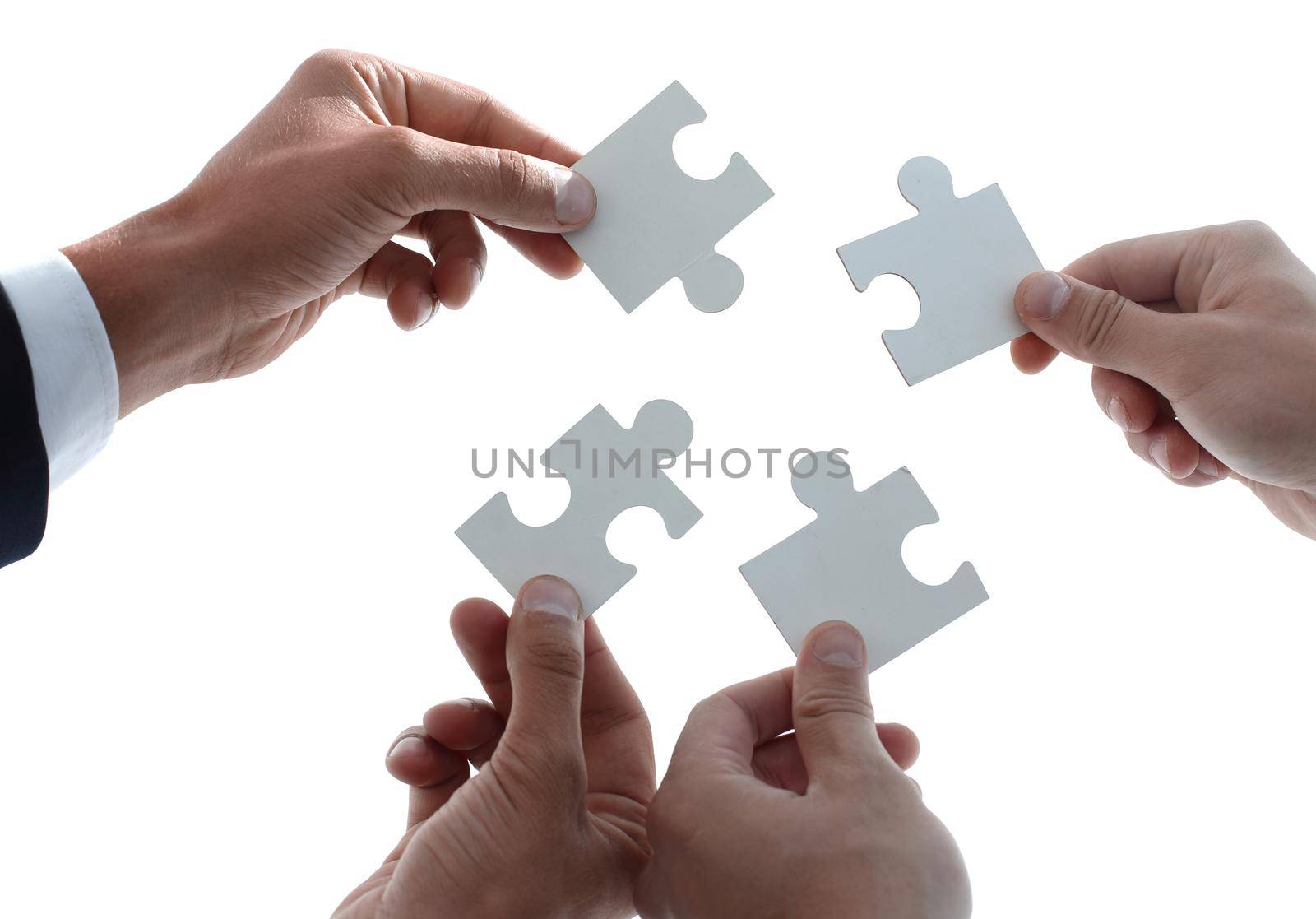 man, is, trying, to, connect, couple, puzzle, piece., Symbol, association, connection., Concept, business, strategy.