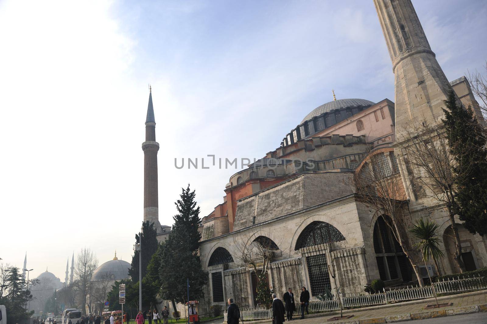 beautiful old mosque  at istambul on sunset 