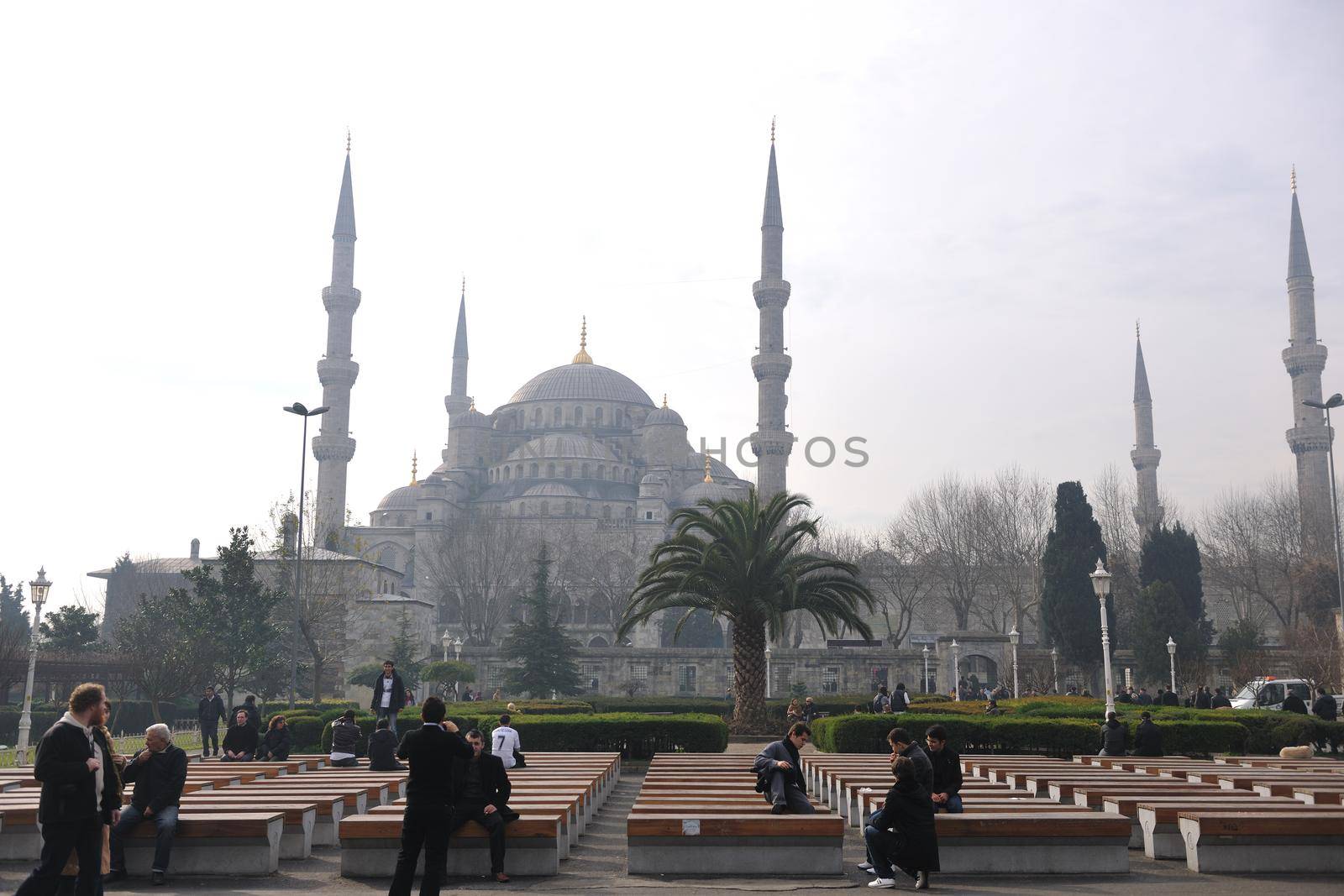 beautiful old mosque  at istambul on sunset 