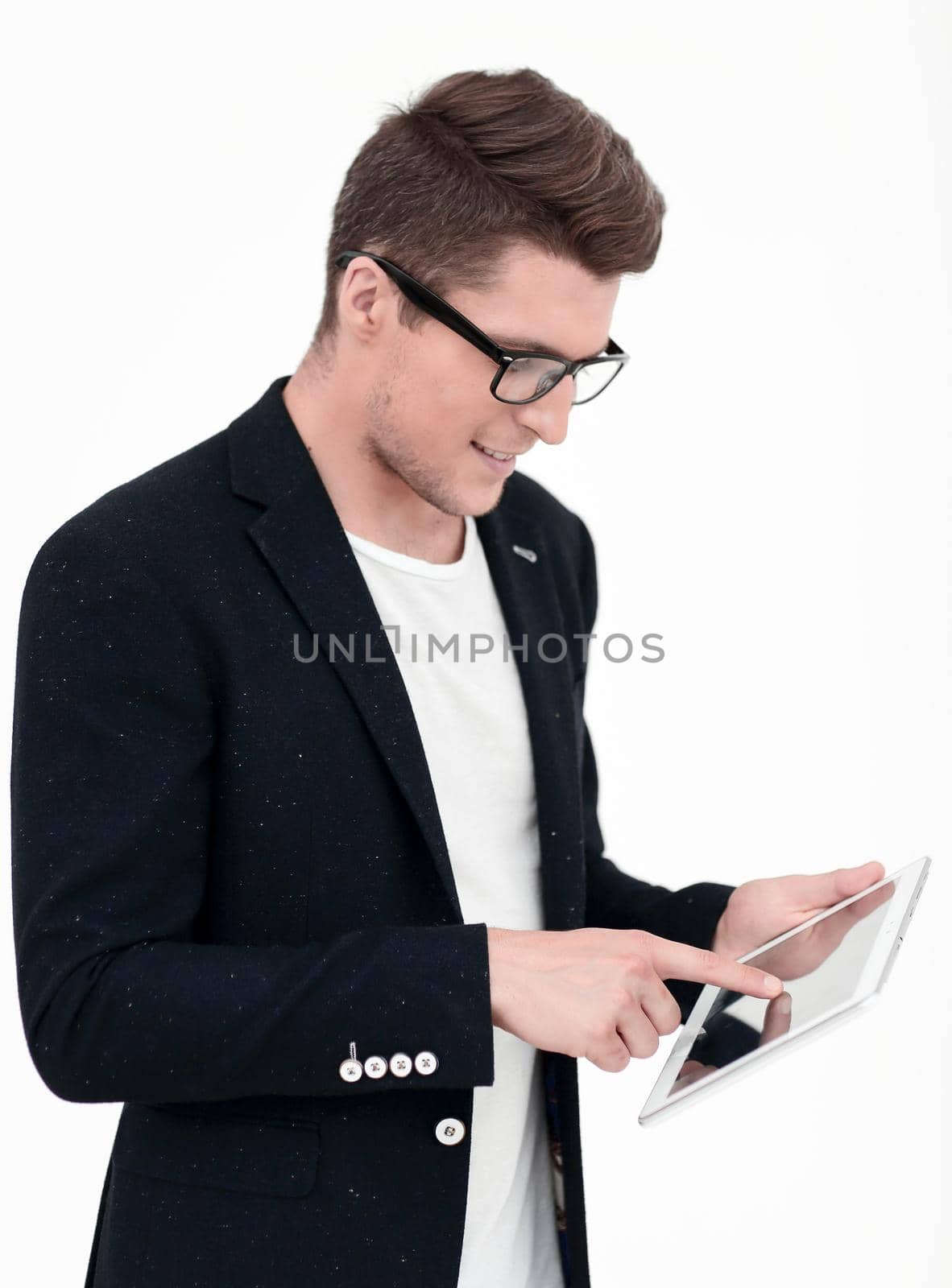 modern businessman using a digital tablet. by asdf