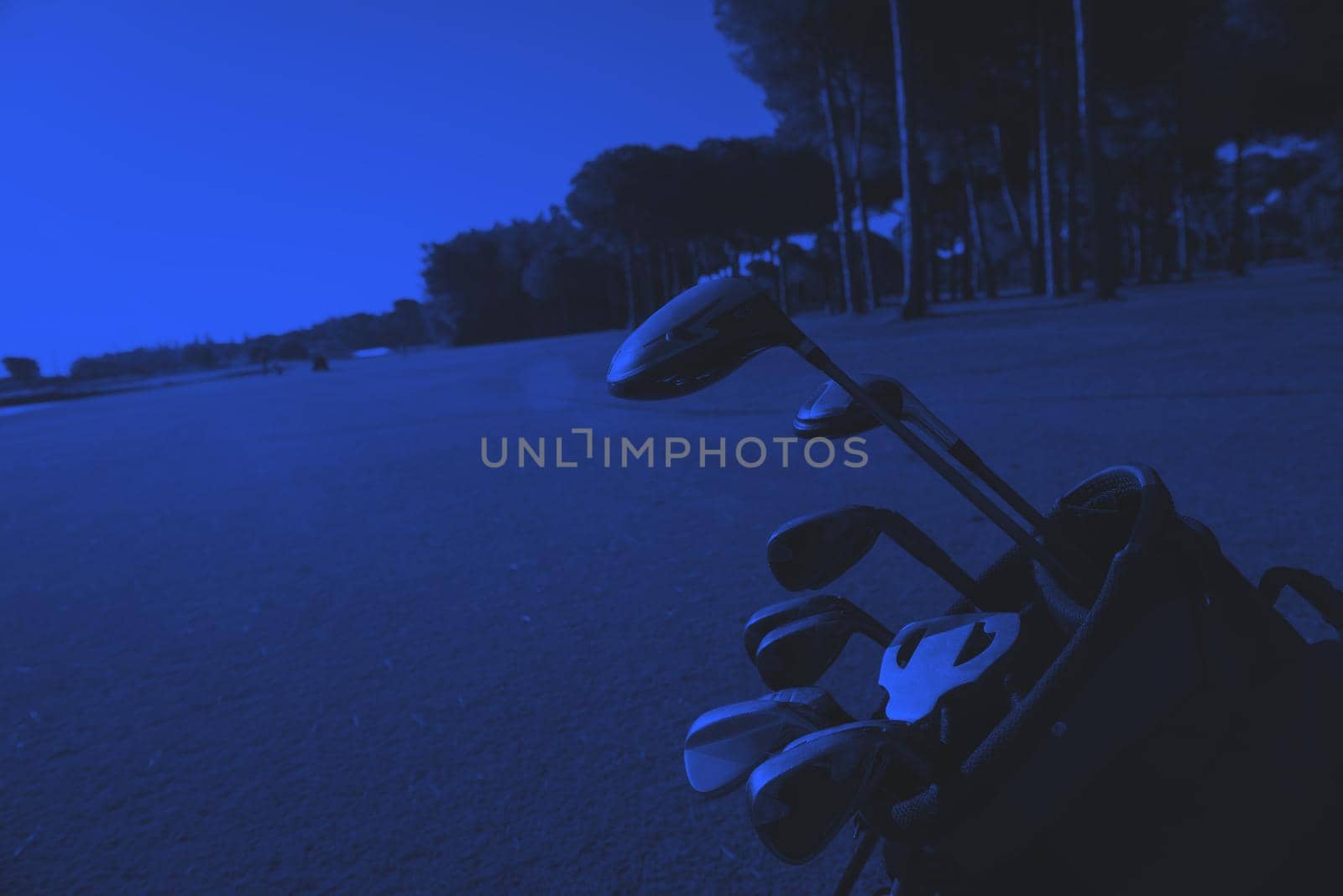 close up golf bag on course by dotshock