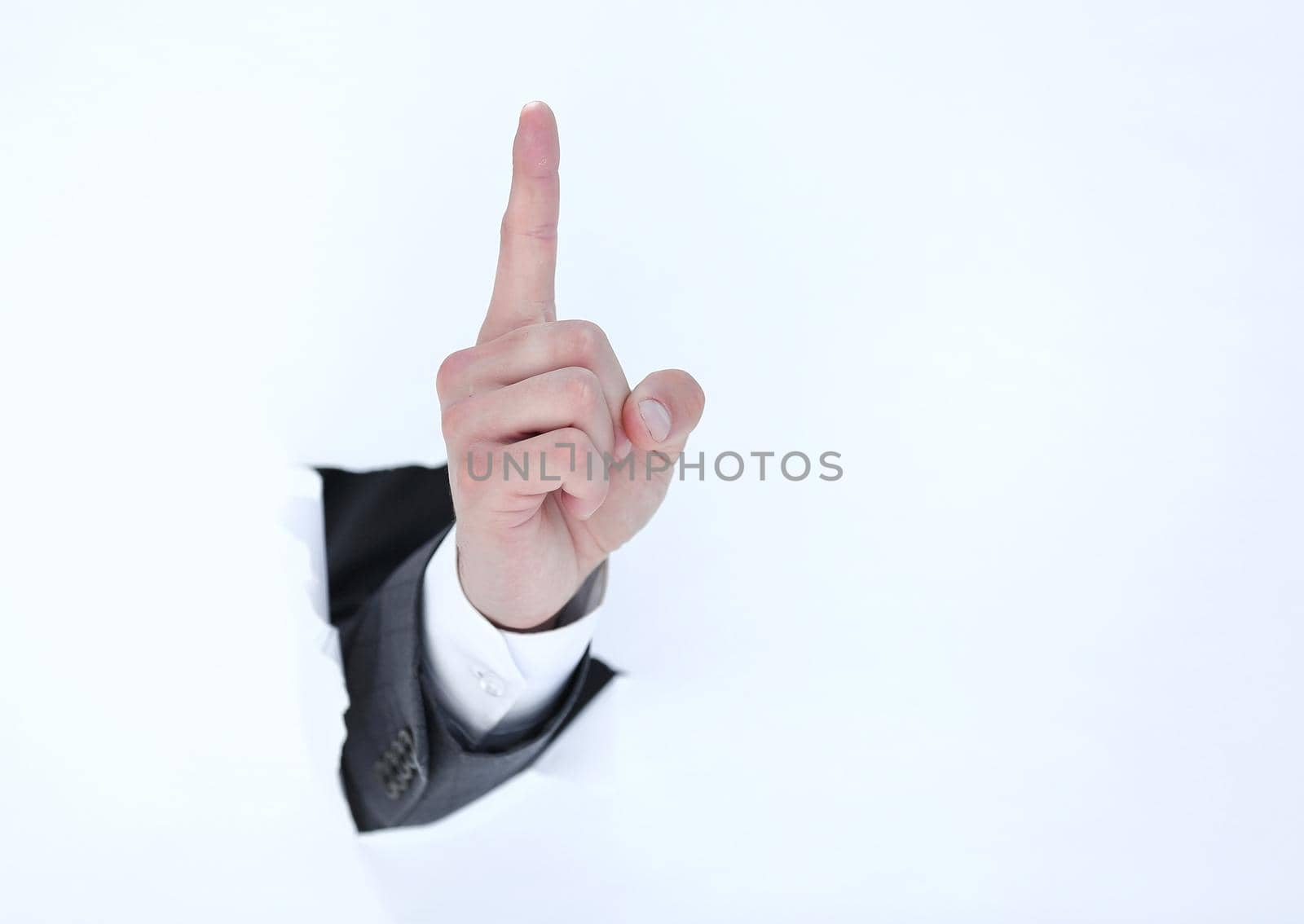 businessman hand showing a gesture of warning by asdf