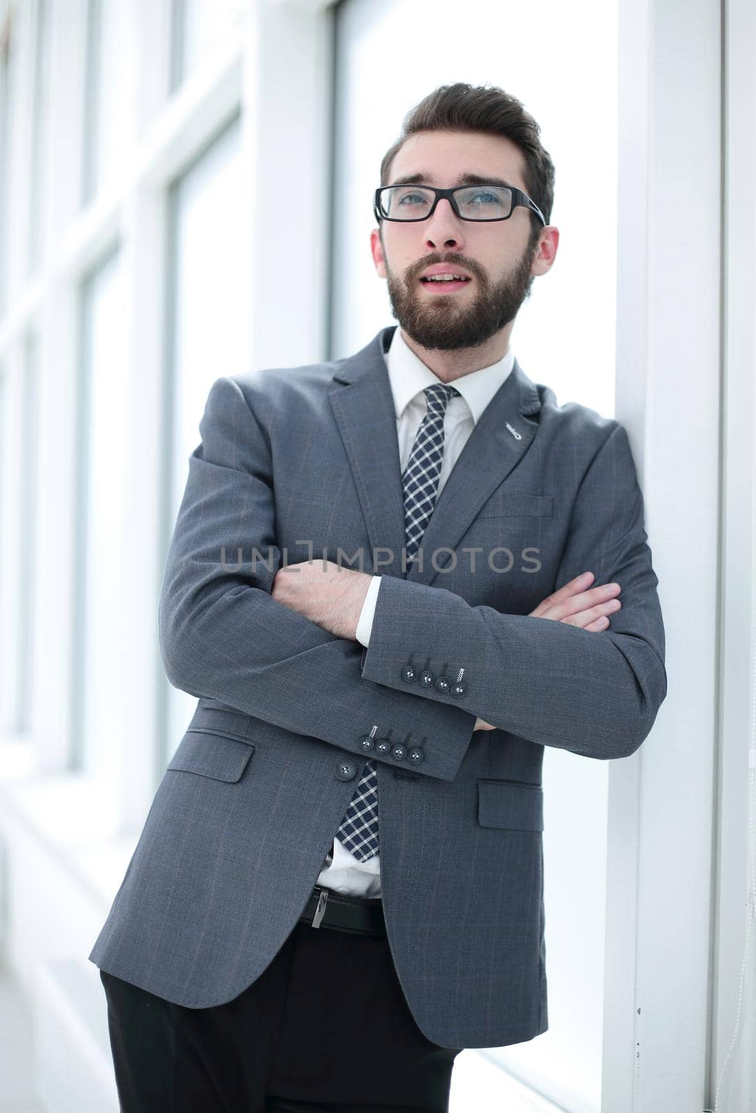 close up.young businessman standing in the office.business people