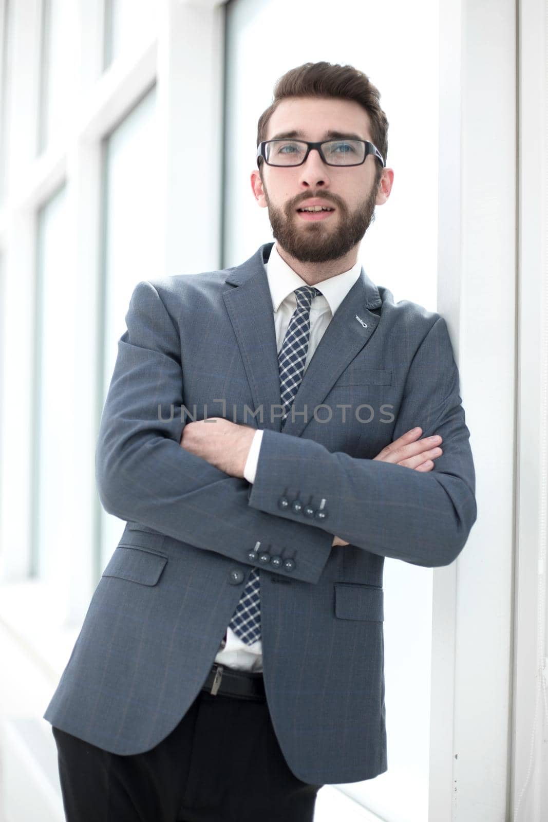 close up.young businessman standing in the office.business people