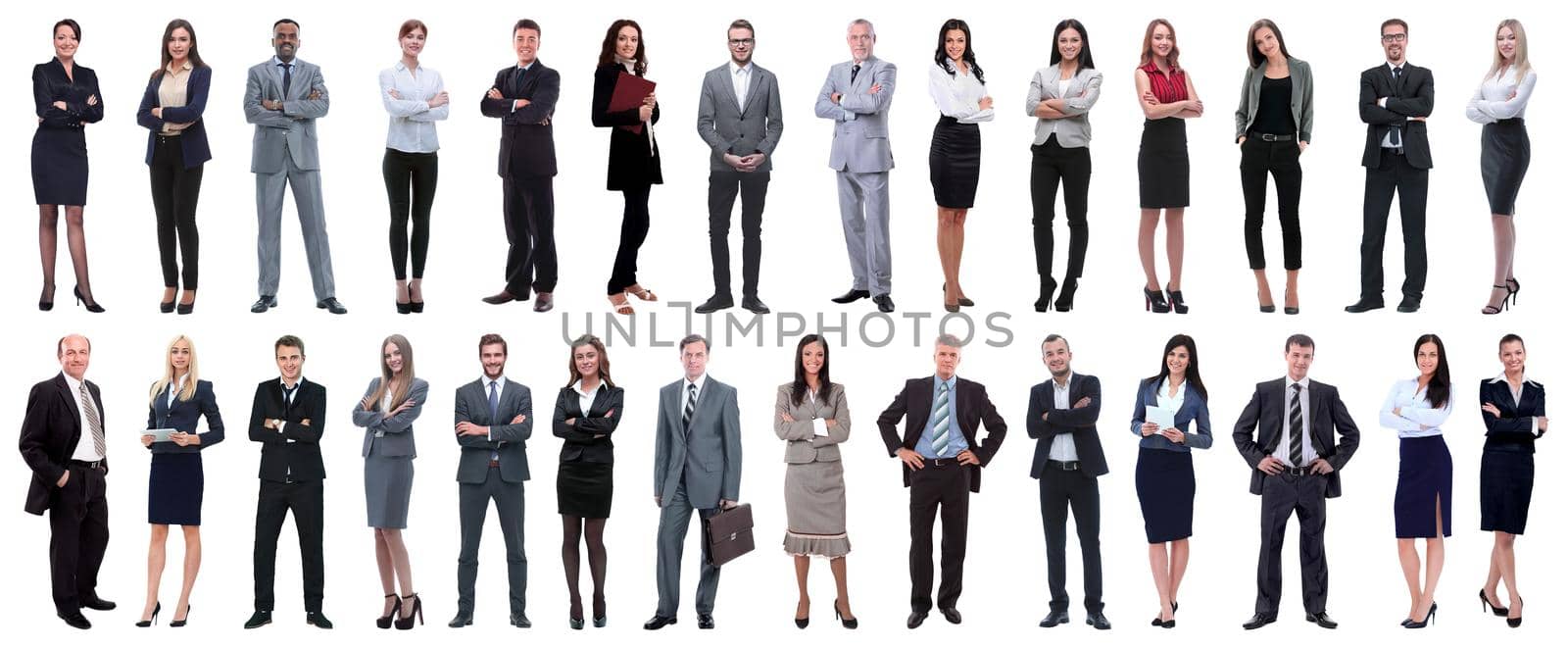 successful business people isolated on white background . photo collage